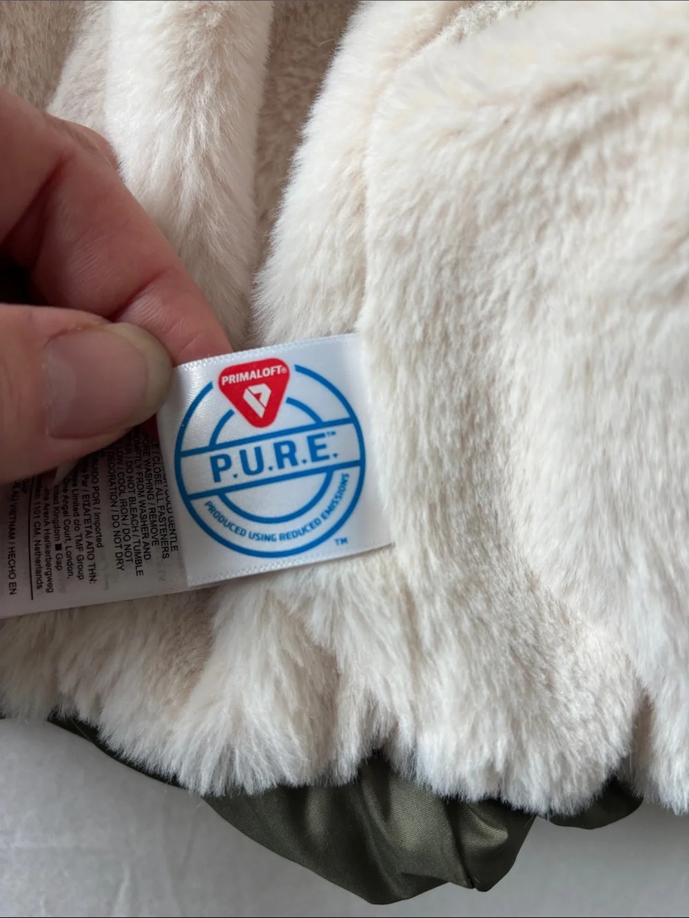 GAP PURE Girls Size 5 Sage Green Puffer Coat with Furry Lining